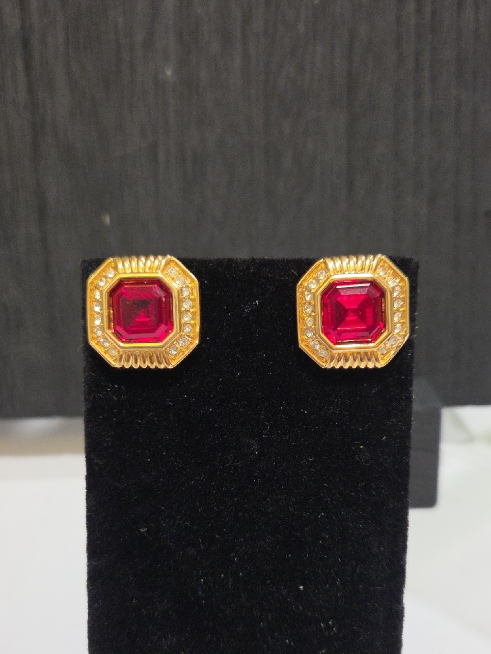 Swarovski Gold-Tone Red Gem Stud Earrings